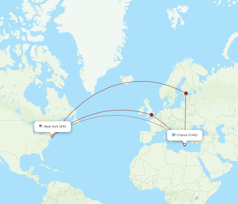 CHQ-JFK flight routes