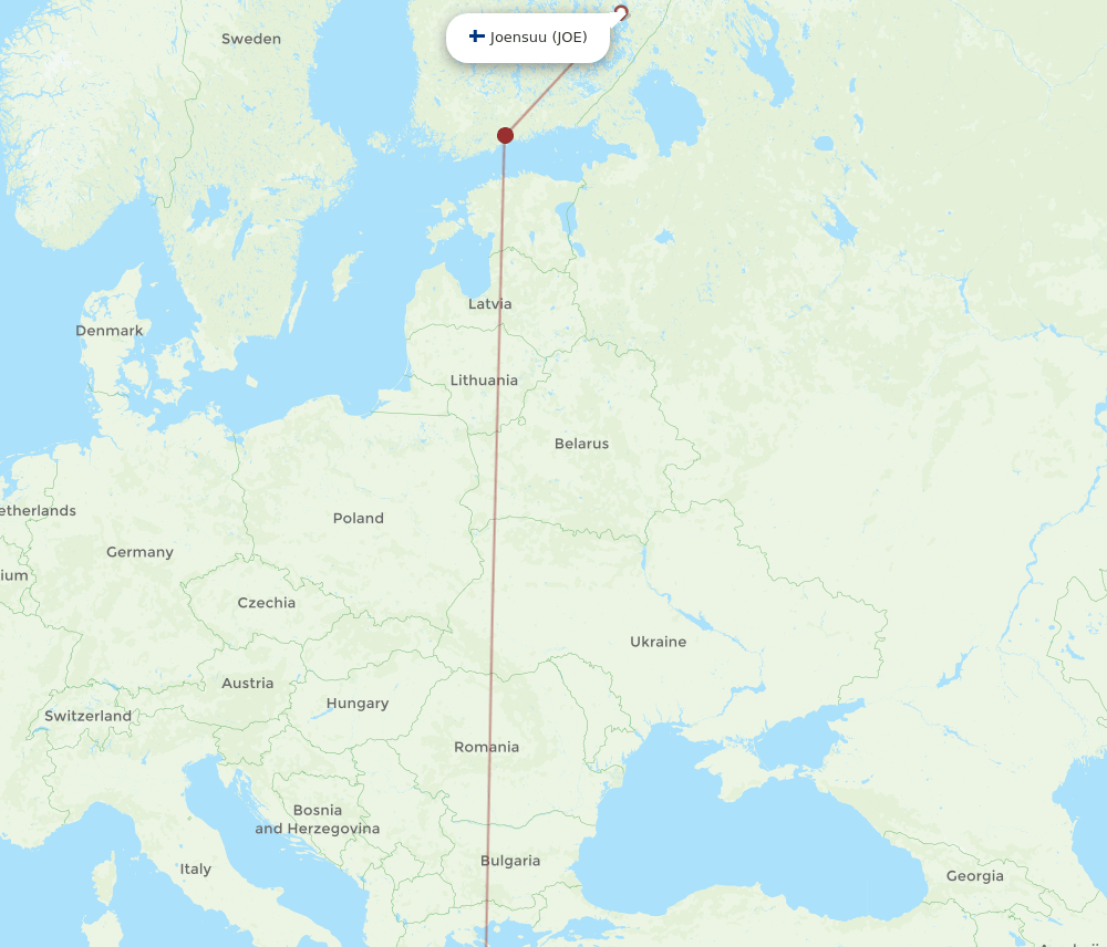 CHQ to JOE flights and routes map