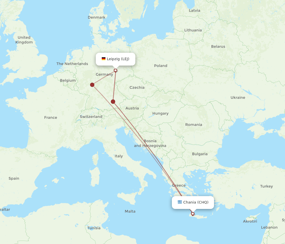 CHQ-LEJ flight routes
