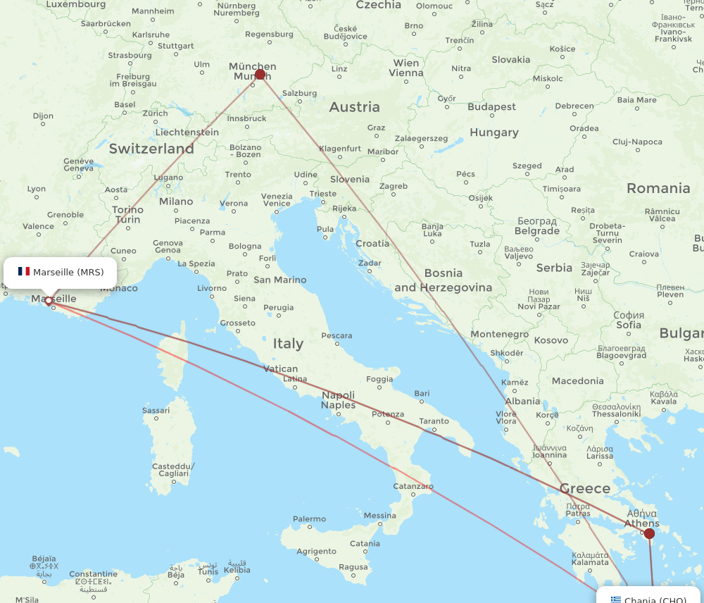 CHQ to MRS flights and routes map