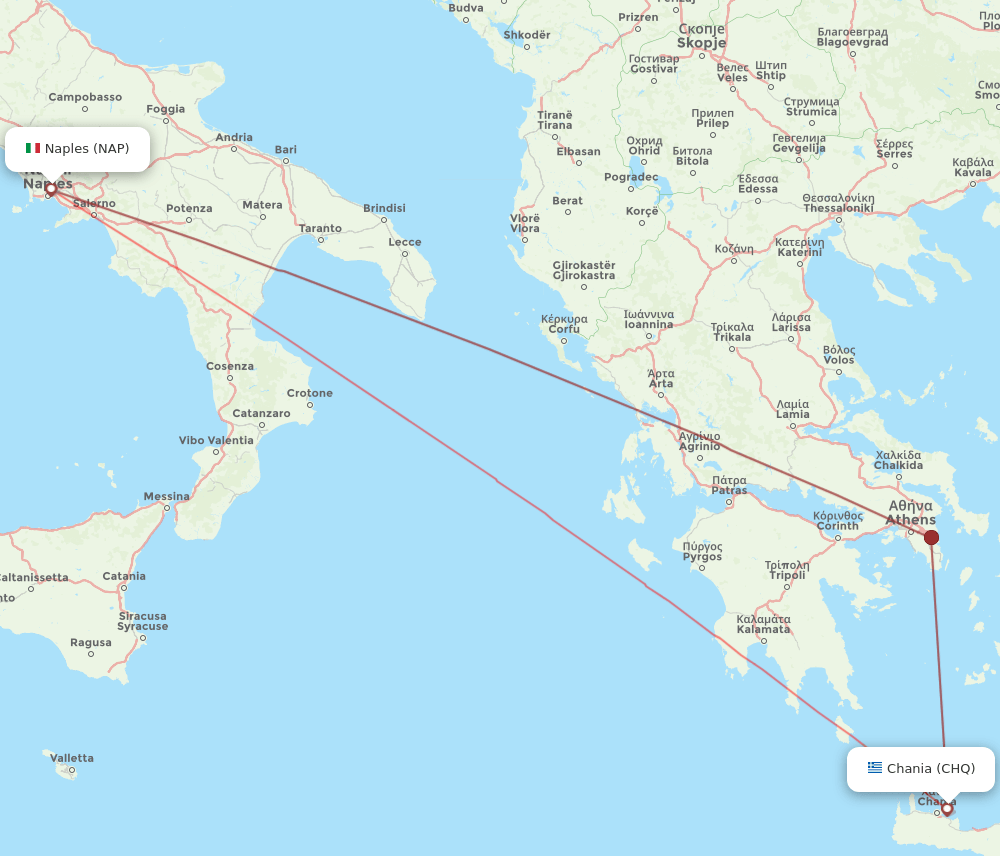 CHQ to NAP flights and routes map