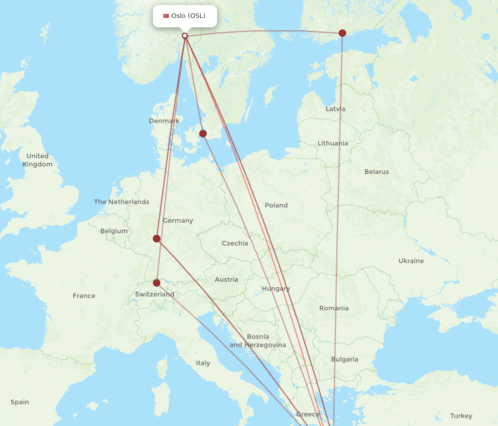CHQ-OSL flight routes