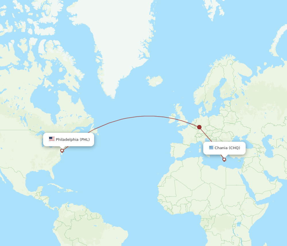CHQ-PHL flight routes