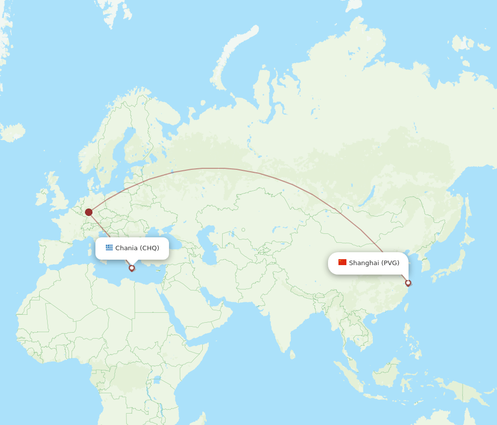 CHQ to PVG flights and routes map