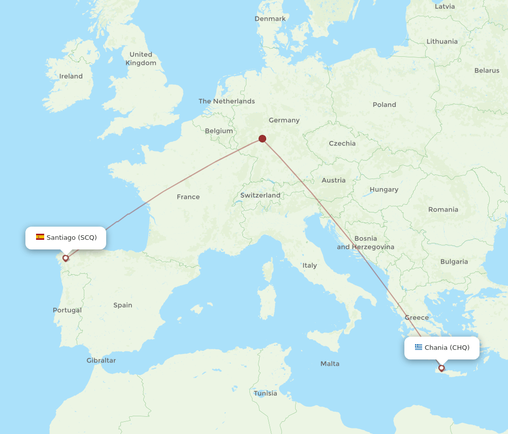 CHQ to SCQ flights and routes map