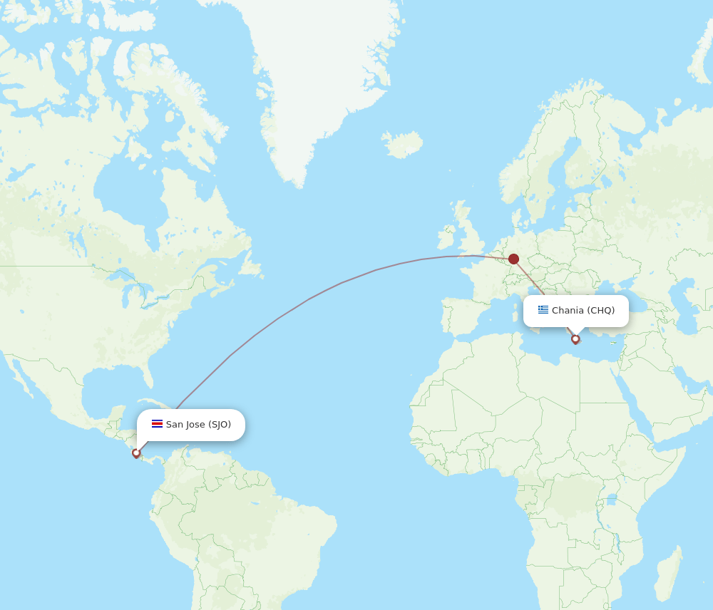 CHQ to SJO flights and routes map