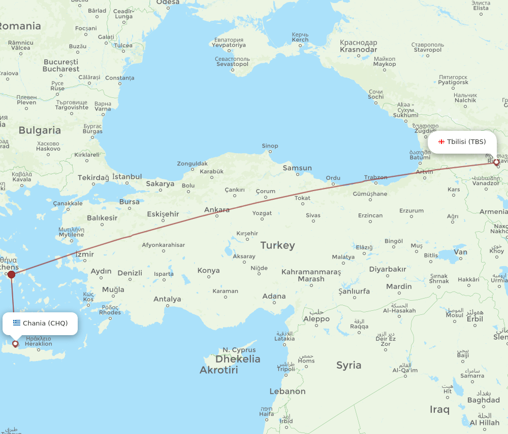 CHQ-TBS flight routes