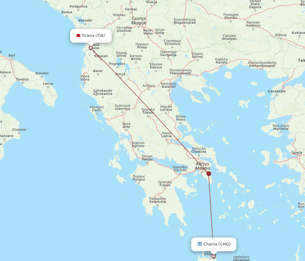 CHQ to TIA flights and routes map