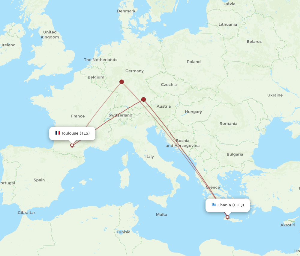 CHQ to TLS flights and routes map