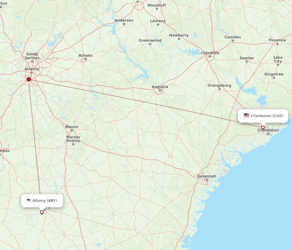 CHS-ABY flight routes