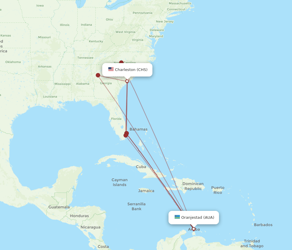 CHS-AUA flight routes