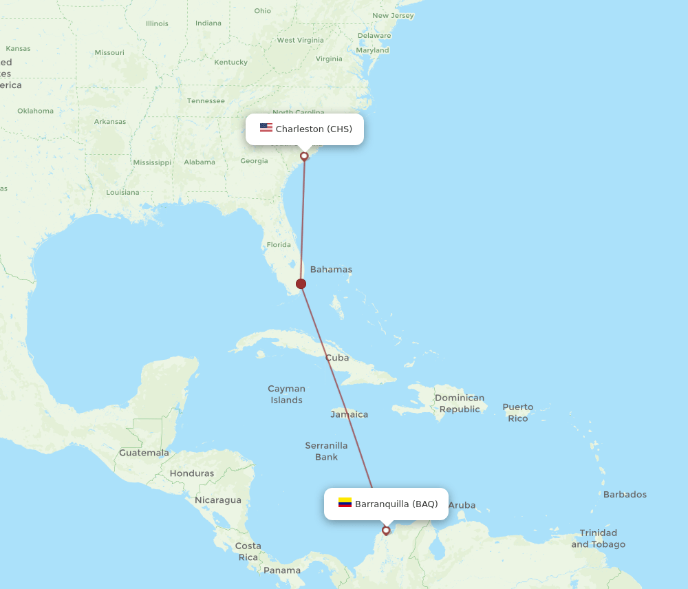 CHS-BAQ flight routes