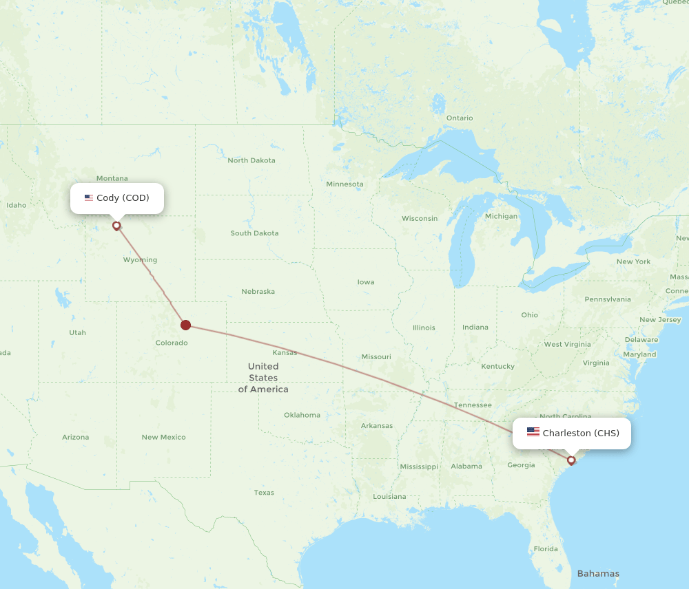 CHS-COD flight routes