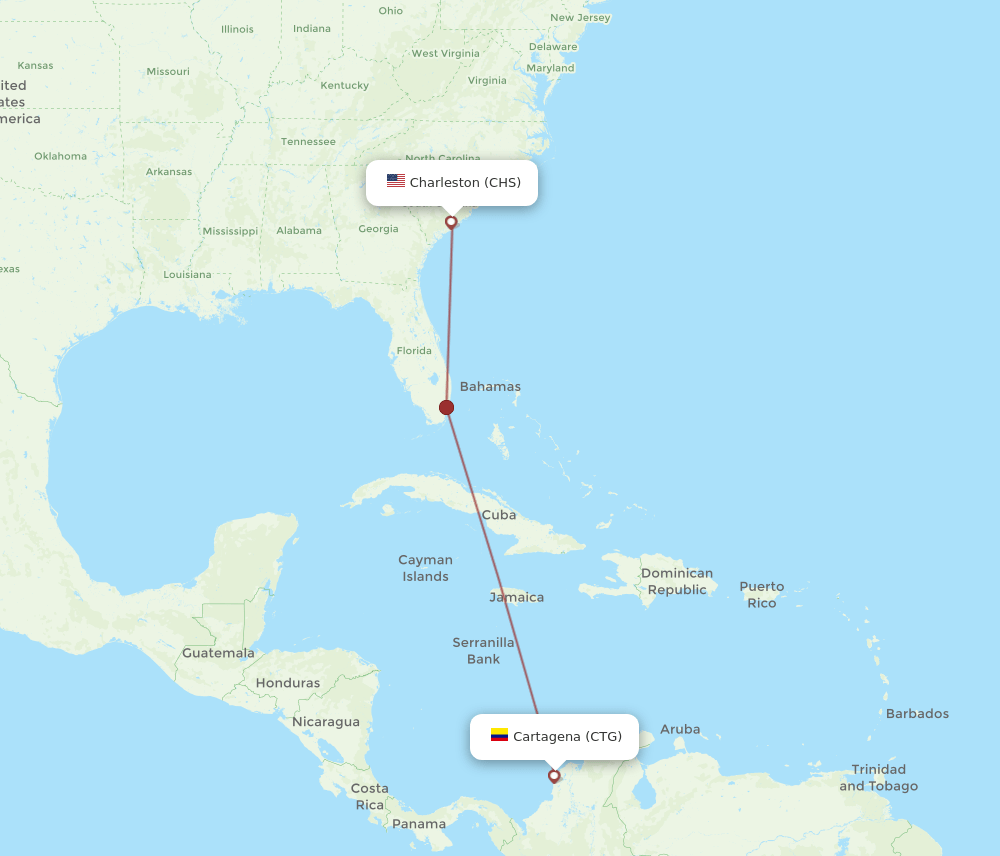 CHS-CTG flight routes