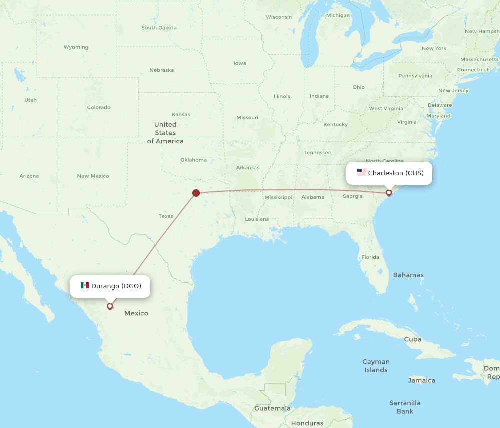 CHS to DGO flights and routes map