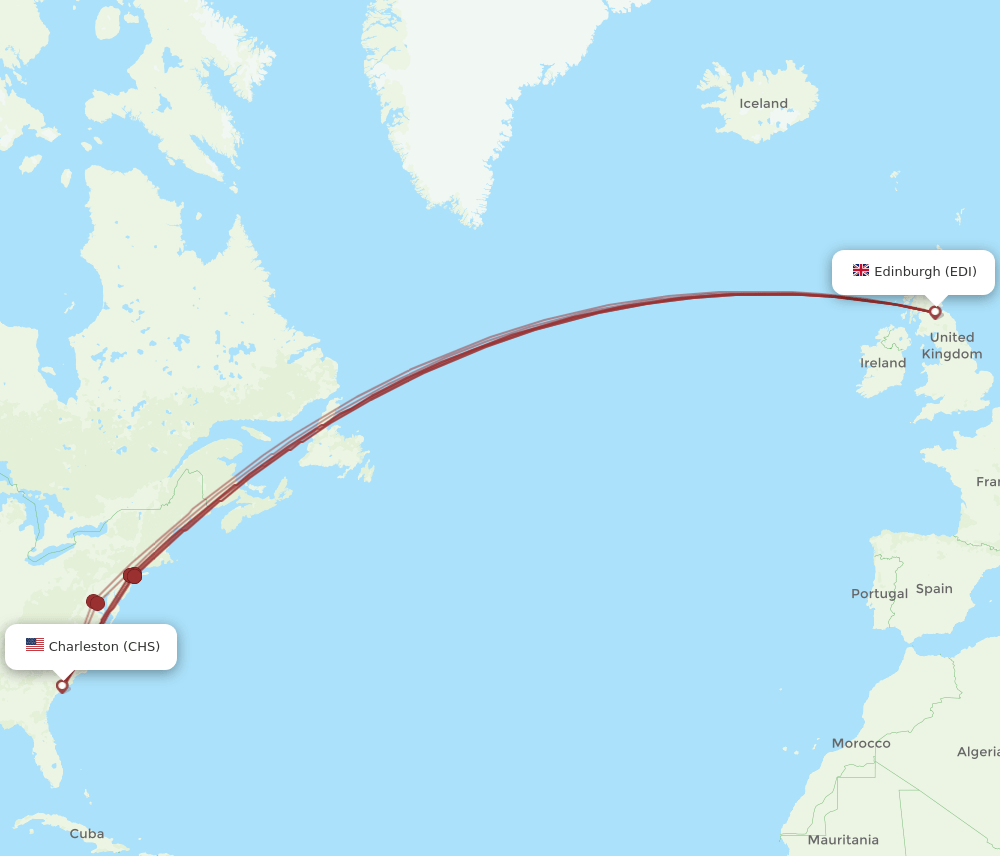 CHS-EDI flight routes