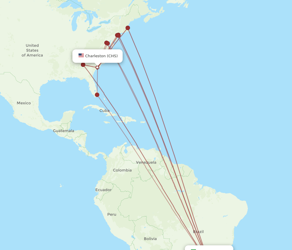 CHS-GRU flight routes