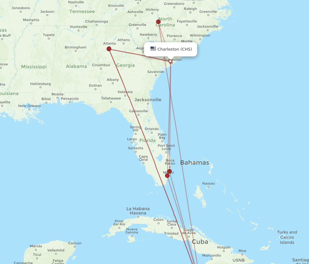 CHS-MBJ flight routes