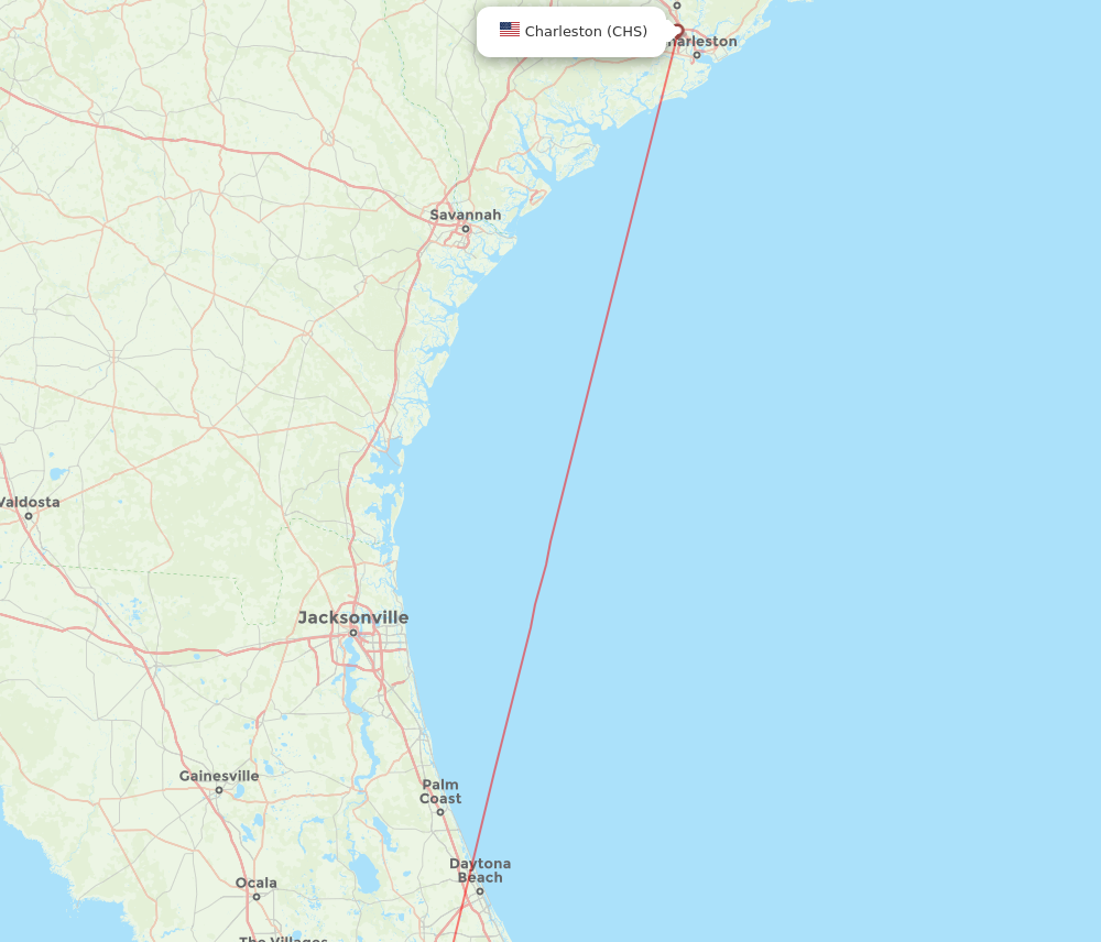 CHS to MCO flights and routes map