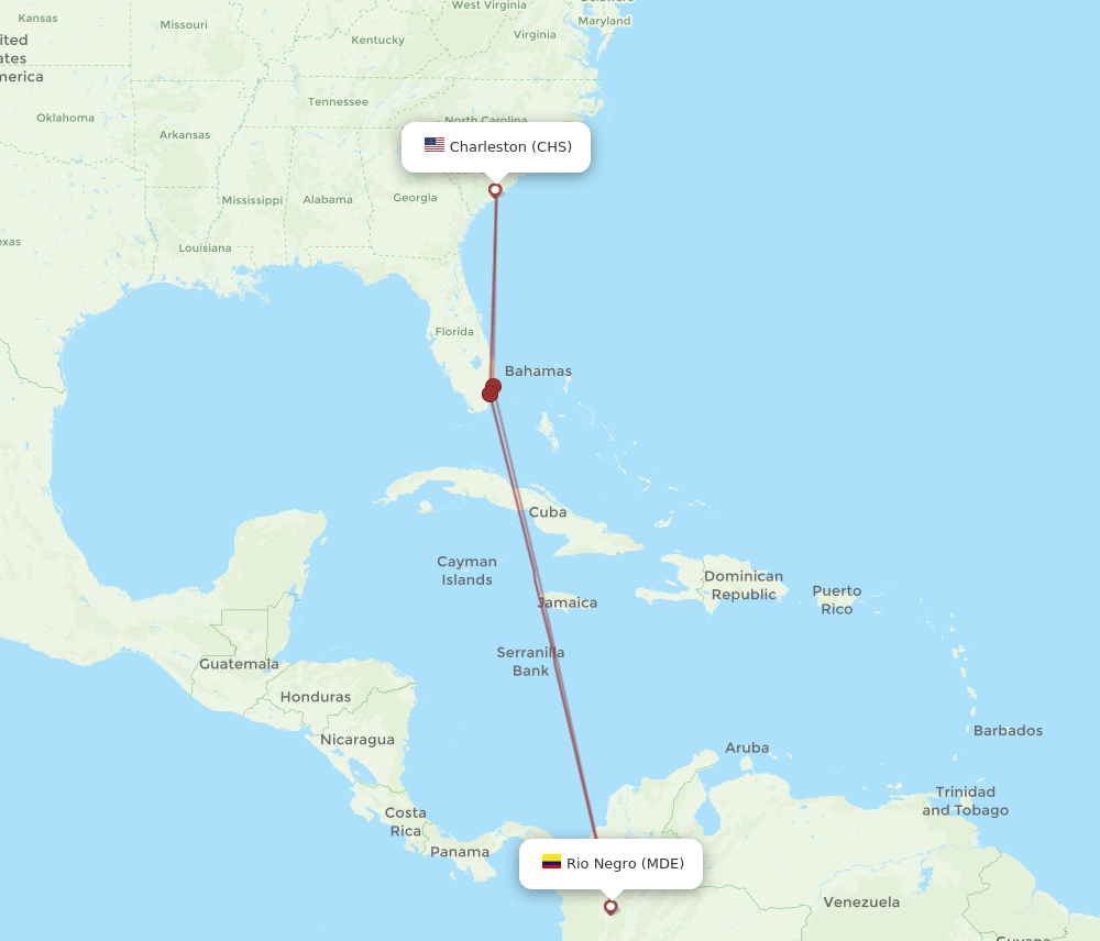 CHS-MDE flight routes