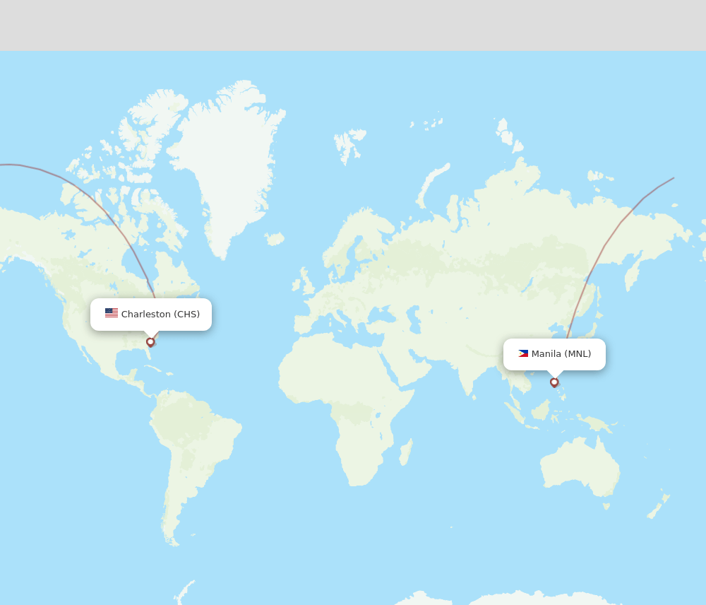 CHS to MNL flights and routes map