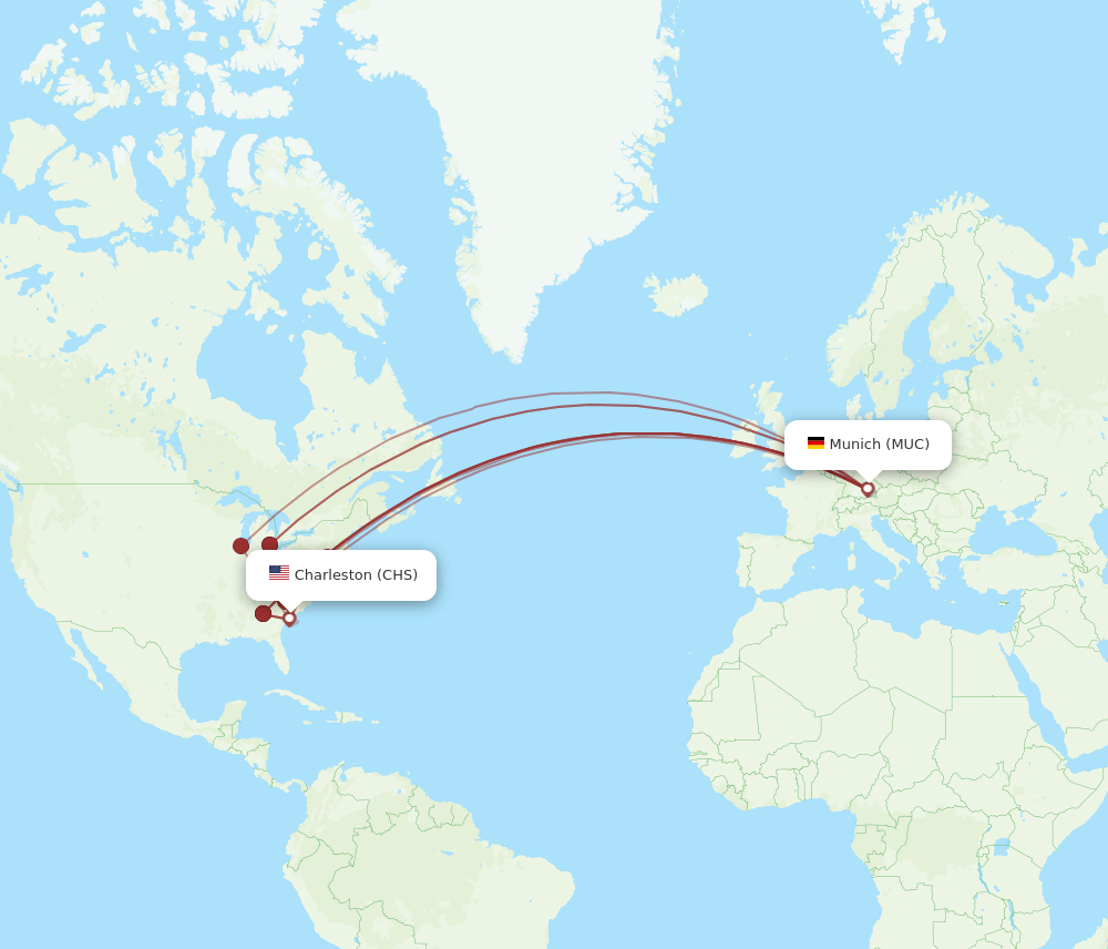 CHS-MUC flight routes
