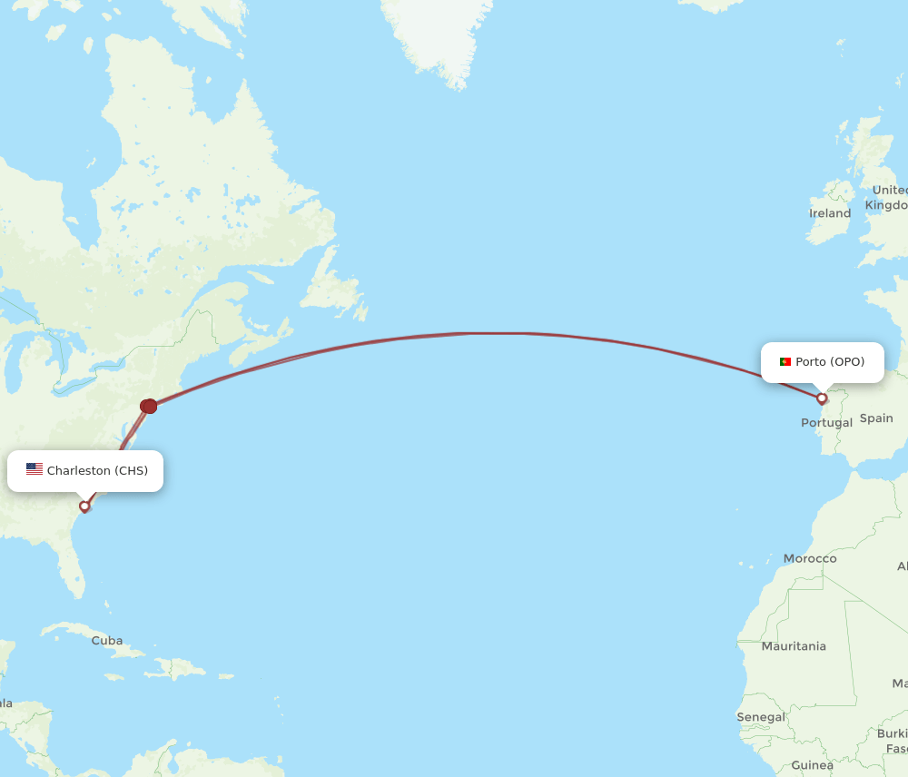 CHS-OPO flight routes
