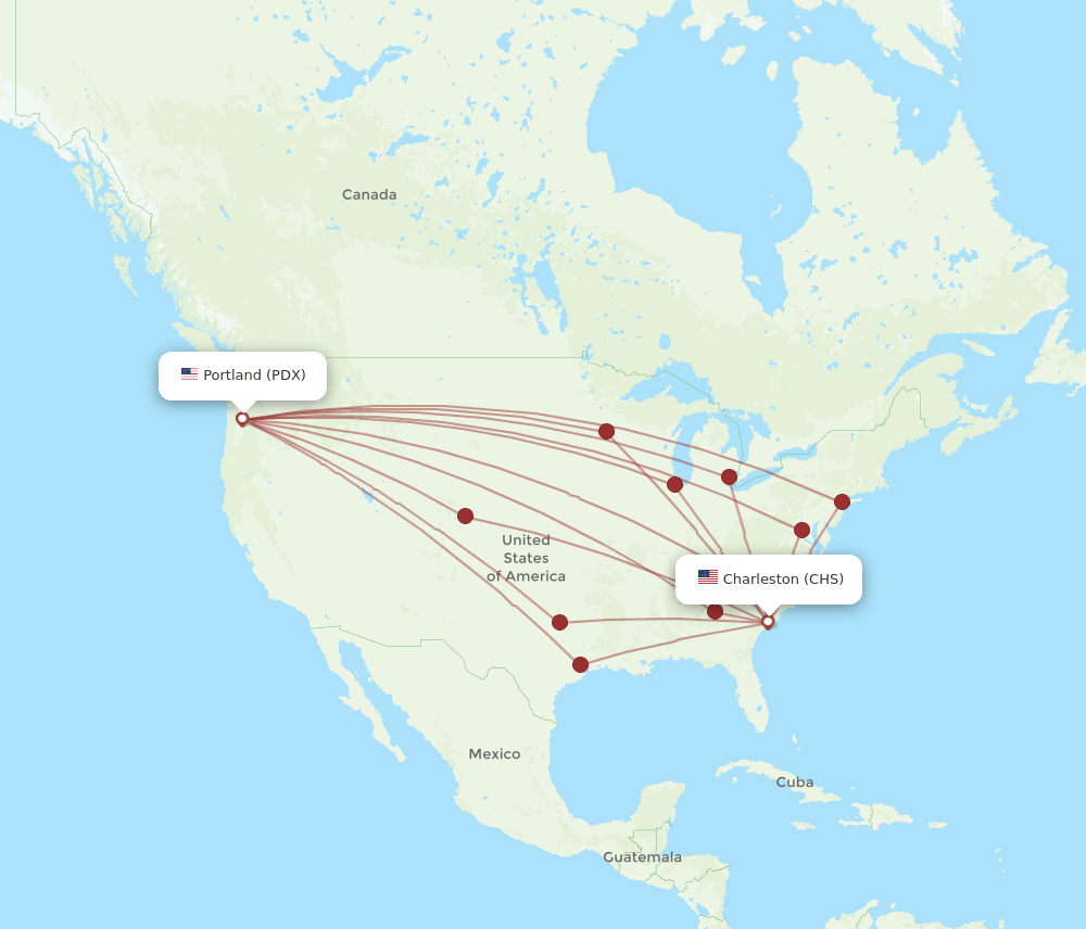 CHS-PDX flight routes