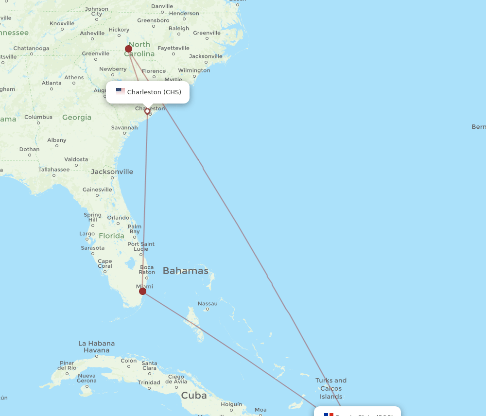 CHS-POP flight routes