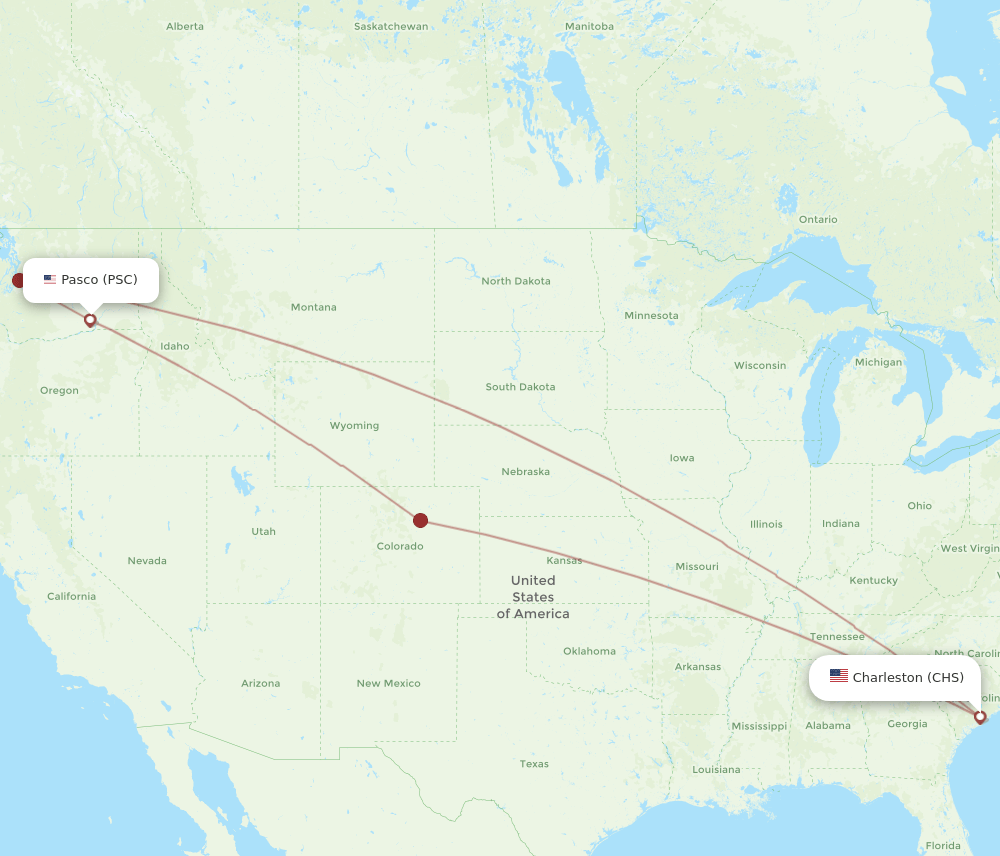 CHS to PSC flights and routes map
