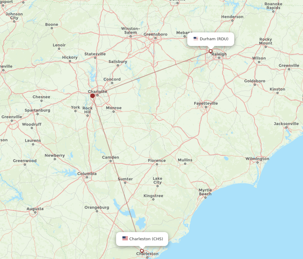 CHS-RDU flight routes