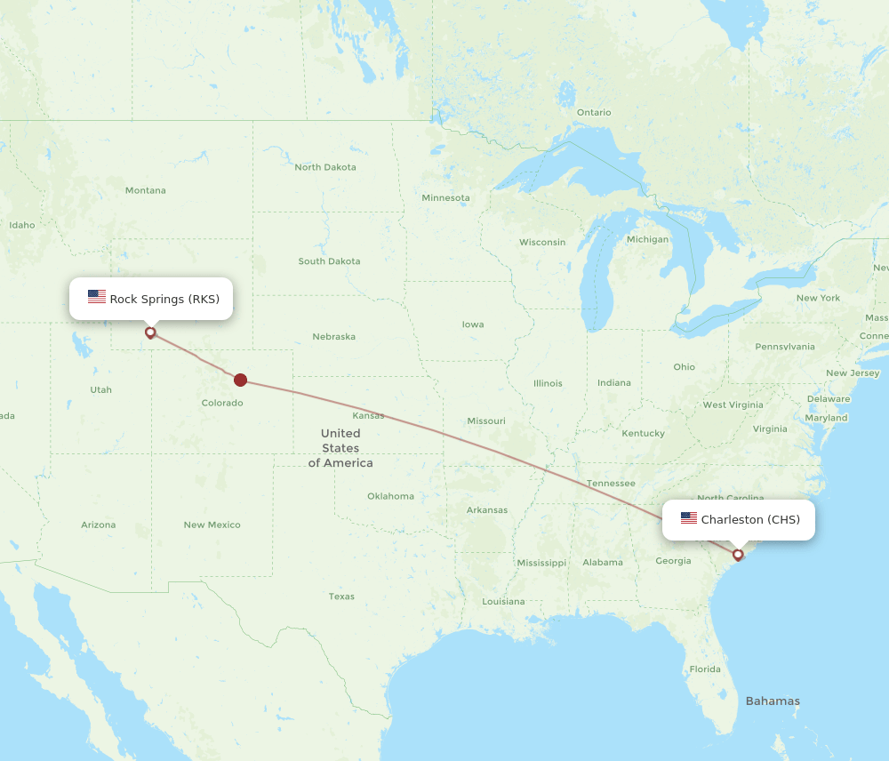 CHS-RKS flight routes