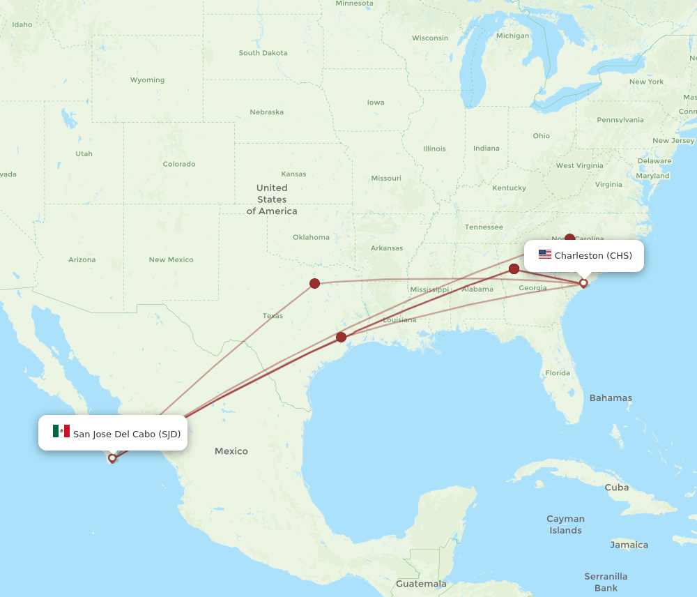 CHS-SJD flight routes