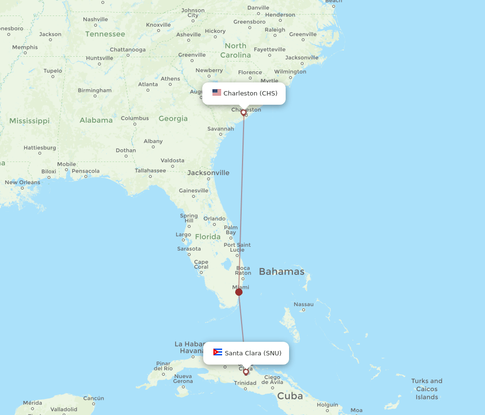 CHS-SNU flight routes