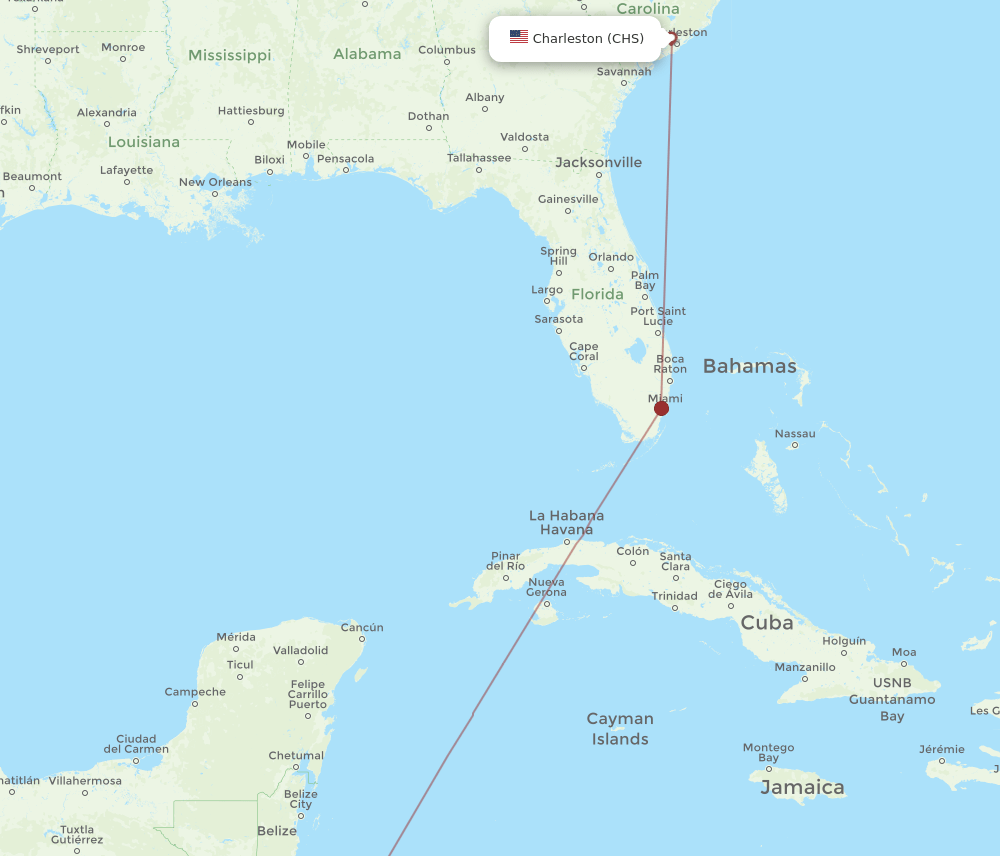 CHS-XPL flight routes