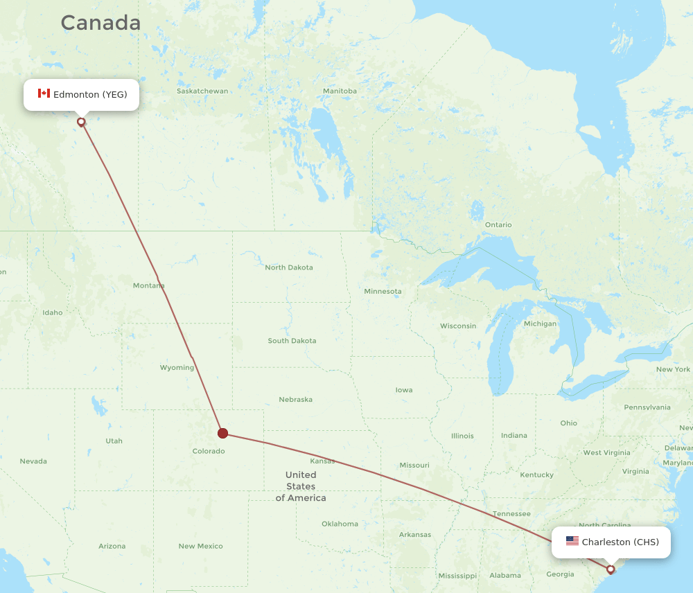 CHS-YEG flight routes