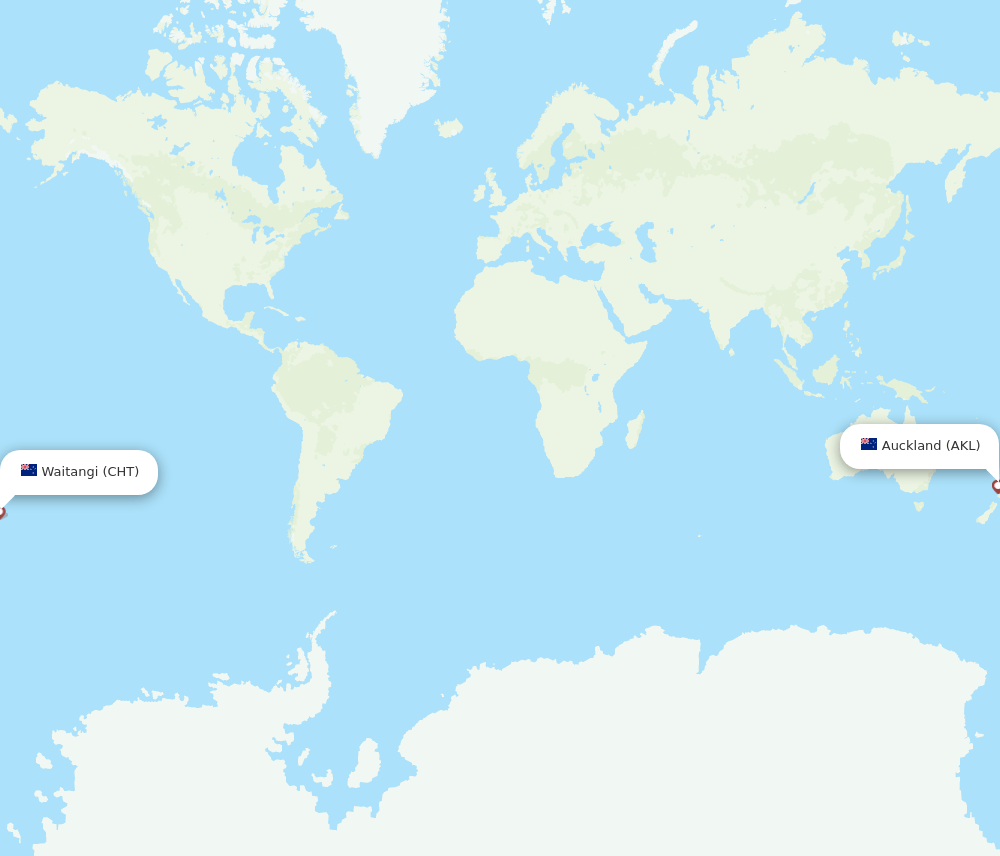 Chatham Island - Auckland route map and flight paths