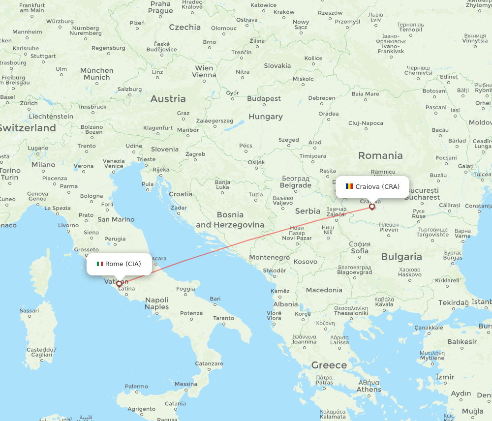 CIA to CRA flights and routes map