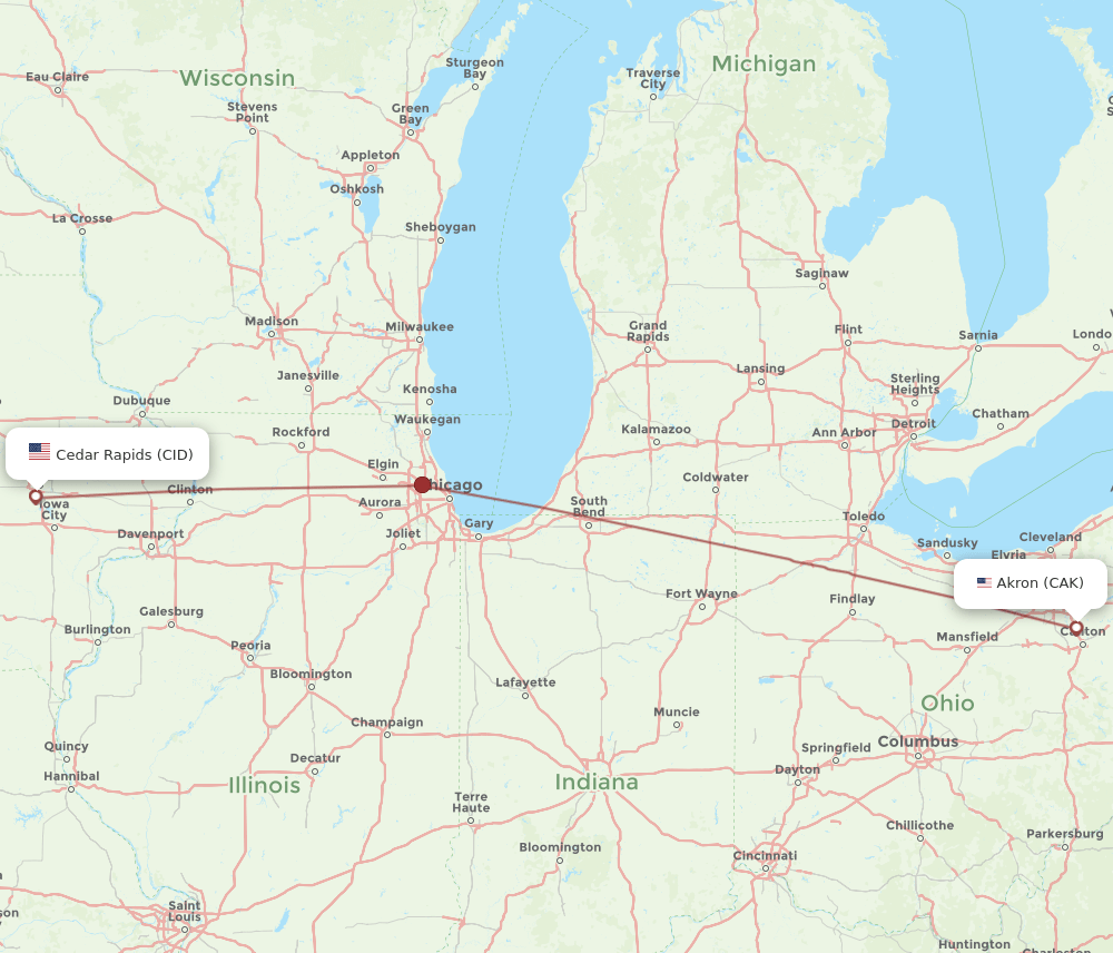 CID-CAK flight routes