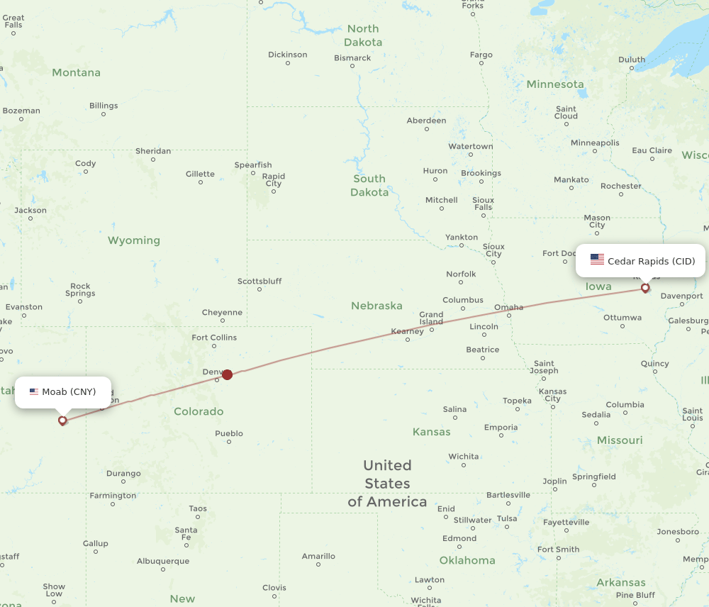 CID to CNY flights and routes map