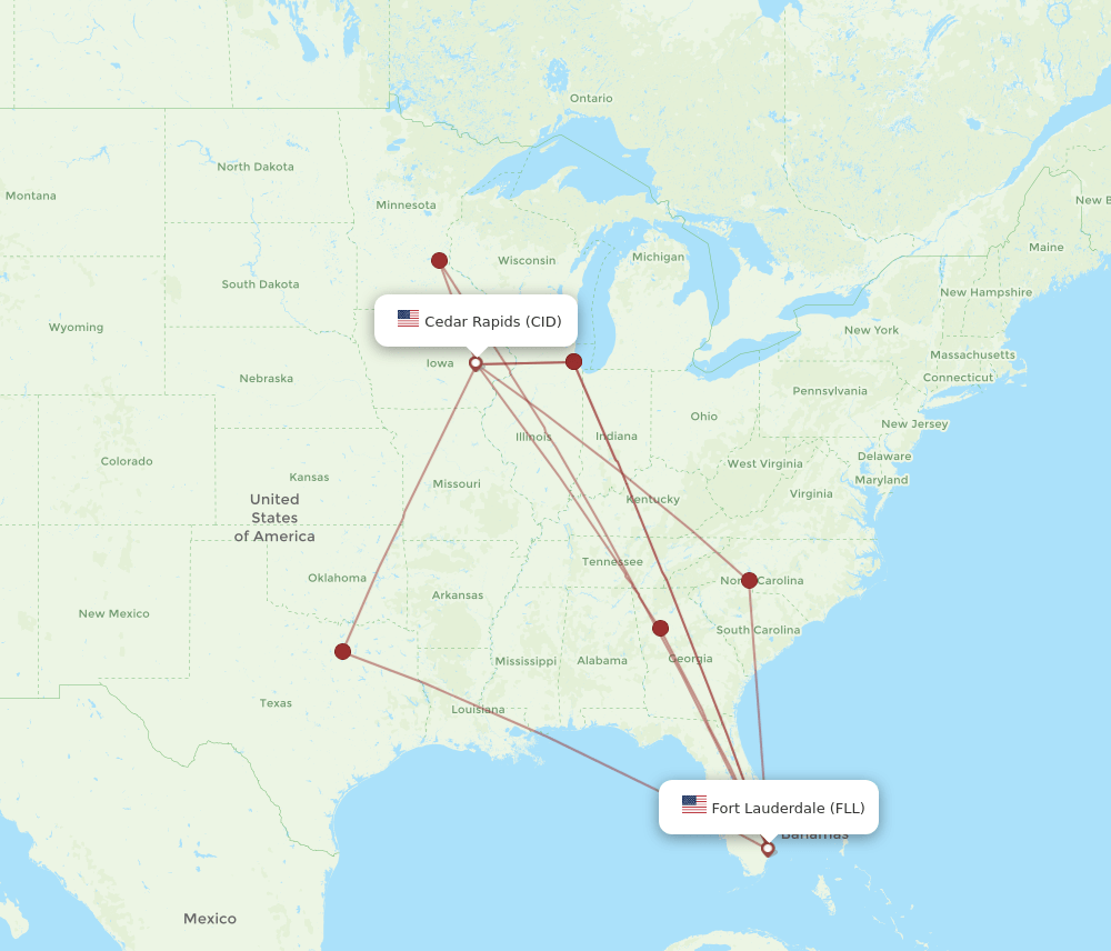 CID-FLL flight routes