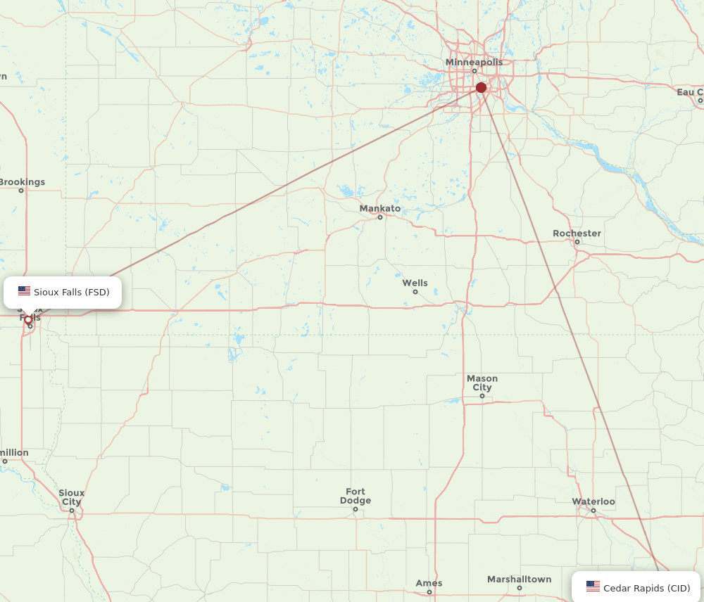 CID-FSD flight routes