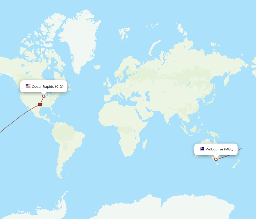 CID to MEL flights and routes map