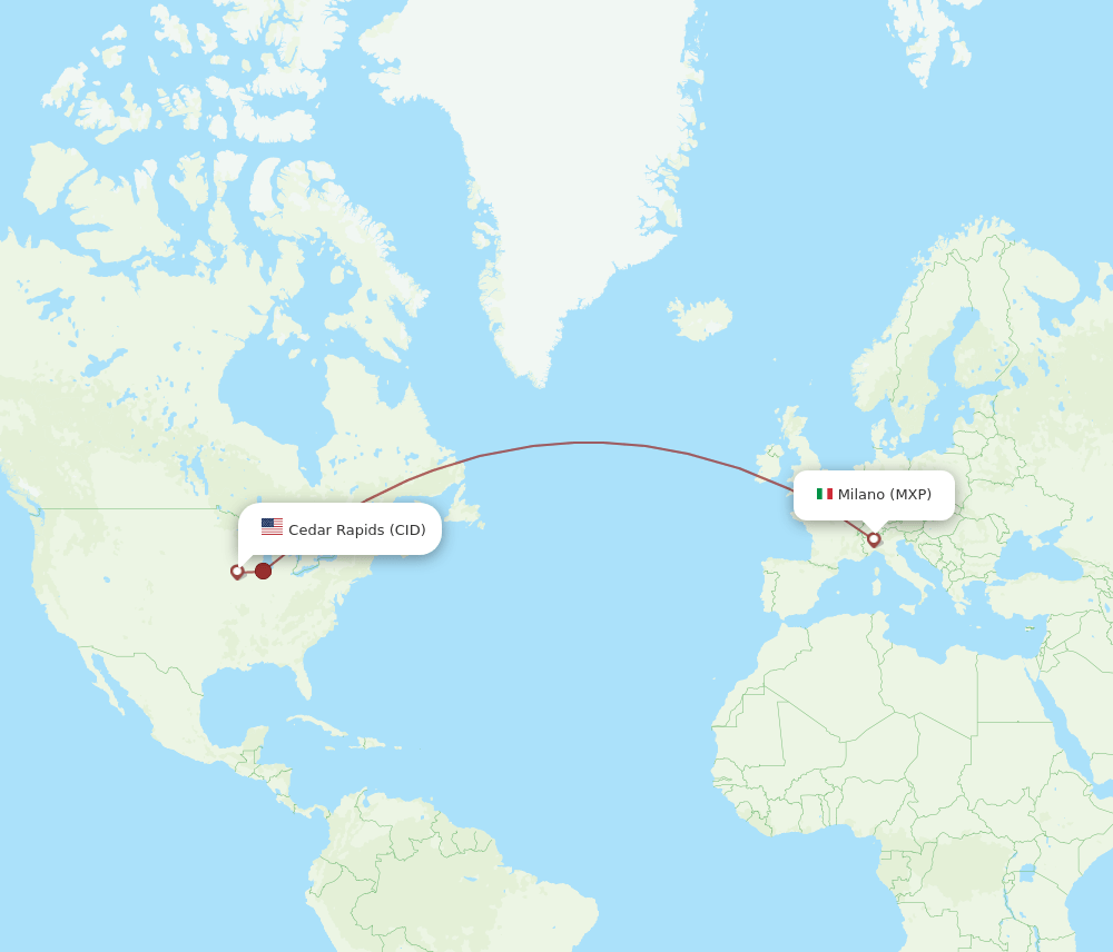 CID-MXP flight routes