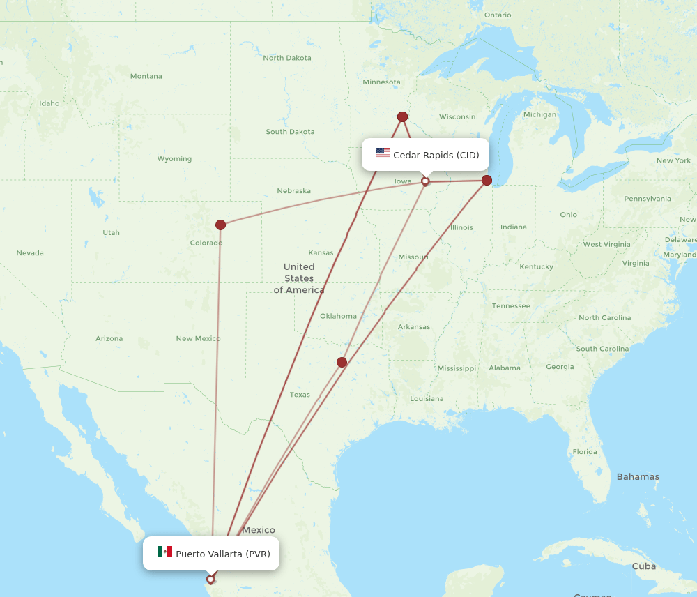 CID-PVR flight routes