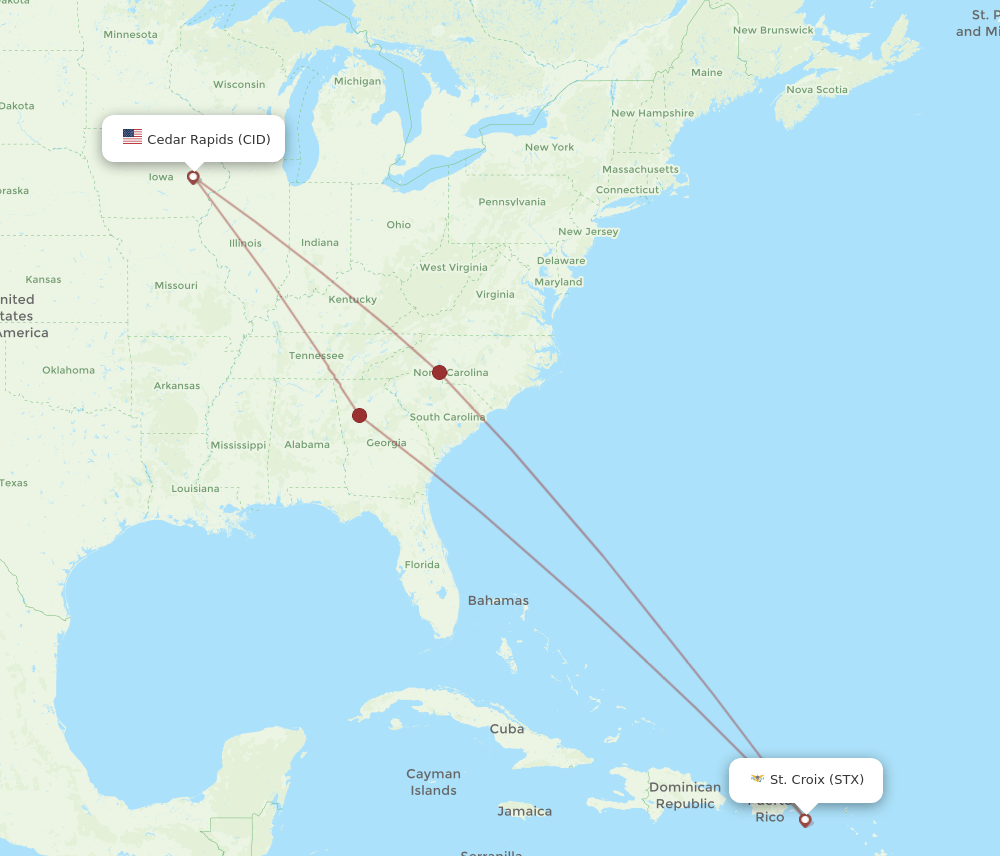 CID-STX flight routes
