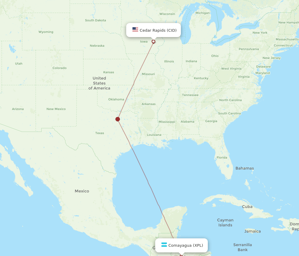 CID-XPL flight routes