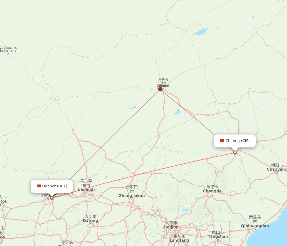 CIF to HET flights and routes map