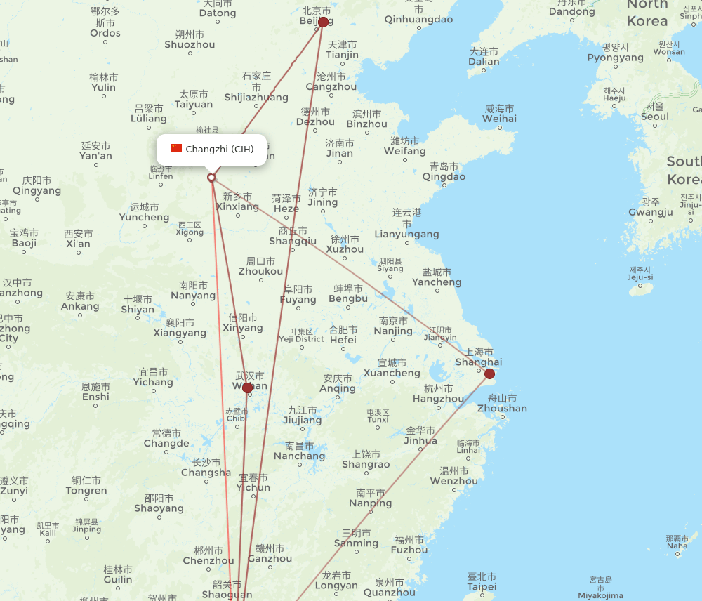 CIH-SZX flight routes