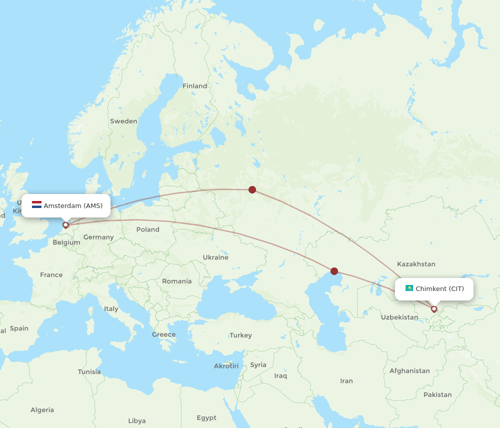 CIT-AMS flight routes